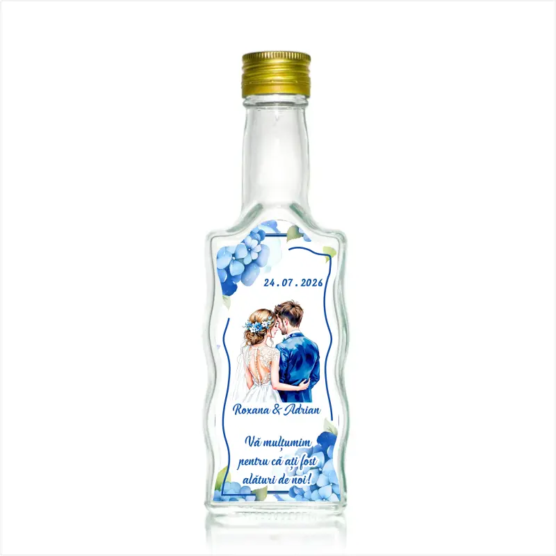 Sticla decorata nunta, 200 ml, model stof 2 003
